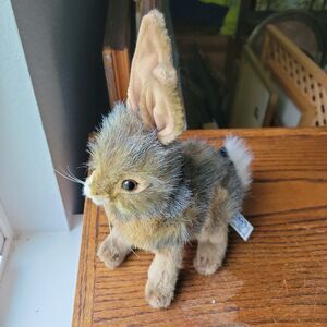 Hansa Int. Plush - Med Realistic Rabbit Blacktail 9.5" Tall Stuffed Animal Toy